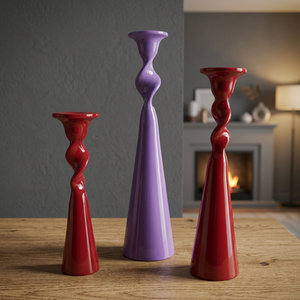 Fancy OEM Supported Powder Coated Finish Candlestick Holder in Purple and <b>Red</b> Color for Home Garden Decoration - Product Image 3