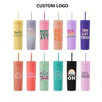 Gobelet à café personnalisé en acrylique mat à double paroi de 16 oz, écologique, avec couvercle et paille, idéal pour les cadeaux d'affaires