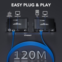 SYONG Extenseur HDMI 4K de haute qualité en aluminium 120M avec USB KVM sur câble LAN Cat 6, Extenseur HDMI vers RJ45 LAN 4K Vidéo sur 120M