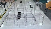 Chaise en acrylique, ensemble tables à manger et chaises pour fêtes en plein air, tables de banquet, chaise chiavari empilable transparente