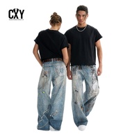 Jeans Homme Style Américain Coupe Droite Taille Moyenne 100% Coton Lavage Moyen Printemps Hip Hop Fournisseur Usine ODM