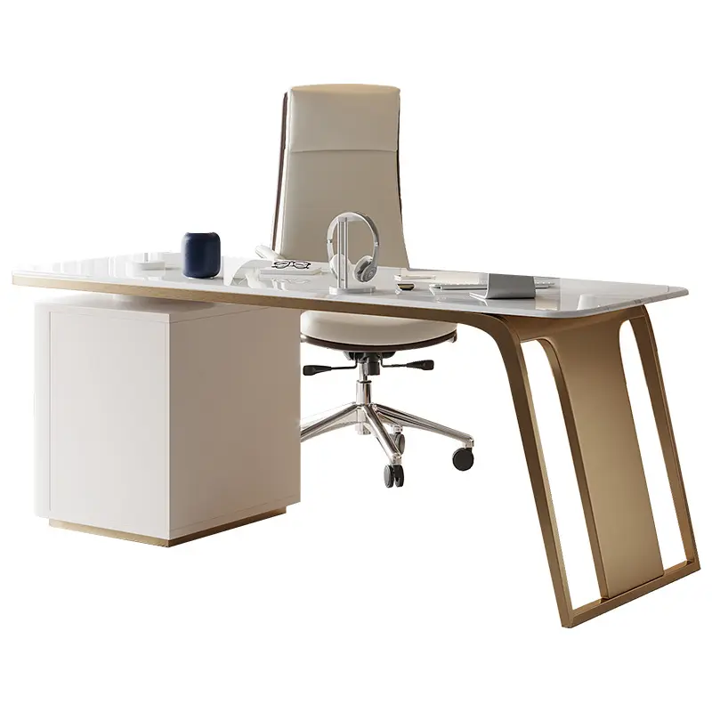 High-End Simple Luxury Rock Board Desk Study Desk Minimalist Style Office Table Modern For Executive