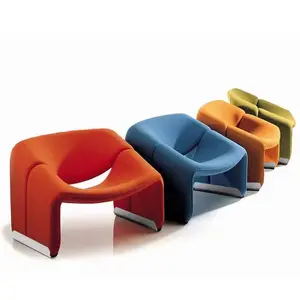 İskandinav tasarımcı tek oturma odası salon sandalye beyaz kuzu kadife net kırmızı yengeç sandalye gülümseme kanepe sandalye toptan