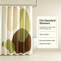Rideau de Douche Abstrait Style Mid-Century Moderne en Tissu Imperméable, Décoration Géométrique pour Salle de Bain 180*180cm, Écologique et Séchage Rapide, Vente en Gros