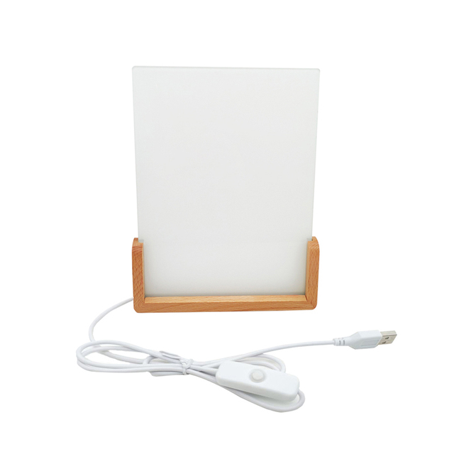 Qualisub LED Light USB 8x6'' Glass Photo Frame with Wood Bottom Sublimation Glass Photo Frame Blanks Perfect DIY Photo Frame