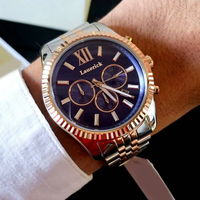 MKOriginals Jam Tangan Pria Mewah Berkualitas Tinggi dari Baja Tahan Karat 45MM Multifungsi Dial Besar 30m Tahan Air Emas Jam Tangan Fashion