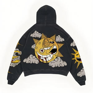 Sweat-shirts à capuche personnalisés avec imprimé automnal, sweat-shirts pour hommes, pull-over de haute qualité, streetwear uni, lourd, gaufré, unisexe - Product Image 5