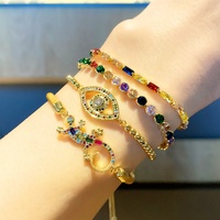 Bracelets de luxe en or véritable 18k pour femmes, nouvelle collection de bijoux avec breloques Gecko, chaîne ajustable colorée, diamant coloré, mauvais yeux,