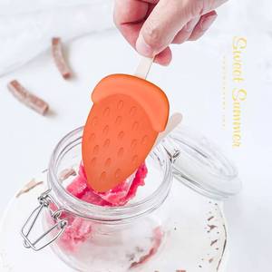 Nouveau moule à glaces en silicone à 6 cavités en forme de fraise avec bâtonnets, sans BPA, pour bâtonnets de fruits glacés - Product Image 5