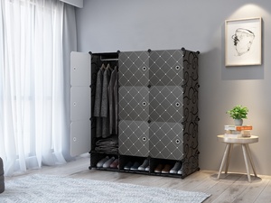 Organisateur de rangement pliable convertible pour vêtements avec 9 compartiments et 1 <span class=keywords><strong>tringle</strong></span> suspendue pour meubles de chambre d'appartement - Product Image 6
