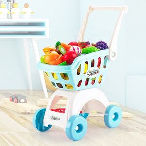Chariots à pousser 2024 pour enfants, familles, bébés, jouets pour garçons et filles, chariots de supermarché, chariots de courses, dé<span class=keywords><strong>coupe</strong></span> de fruits - Product Image 1