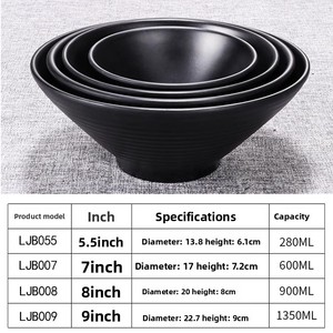Juego de Tazones de Melamina Desechables Personalizados para Restaurante Japonés, Modernos, Ecológicos, para Sopa de Fideos <span class=keywords><strong>Lamian</strong></span>, Color Negro, para Bodas - Product Image 6