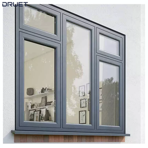 DRUET Minimalist French <strong>Windows</strong> Transitional Casement <strong>Windows</strong> Foldable Crank Handle UPVC <strong>Window</strong> Casement <strong>Window</strong> With <strong>Transom</strong> - Product Image 2