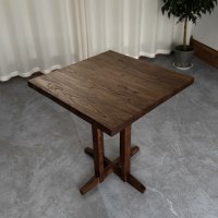 Table à manger carrée en bois d'orme massif, écologique, stable, style contemporain, structure à mortaise et tenon, mobilier de maison