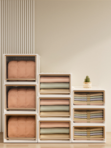 Plastic Stackable Wardrobe <strong>Drawer</strong> Organizer Set with Single Tier for Living Room Clothes <strong>Storage</strong> - Product Image 4