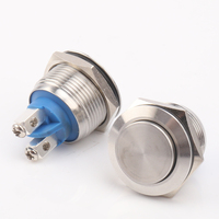 Interrupteur antidéflagrant à verrouillage momentané, bouton-poussoir en métal haut-plat, sans lampe, 50 pièces, 19mm