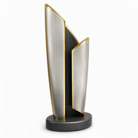 Trophée métallique en forme d'anneau avec impression UV, cubes creux argentés et intérieur doré, logo personnalisé, récompense pour cadeaux promotionnels en salon professionnel