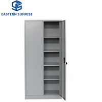 Archivador Metálico de Acero con Doble Puerta con Cerradura y 4 Estantes Ajustables de Gran Capacidad para Almacenamiento de Documentos de Oficina