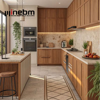 Fabrication sur mesure Table d'îlot modulaire de haute qualité en bois massif Gabinetes De Cocina Armoires de cuisine modernes