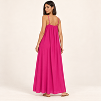 Robe longue bohème décontractée pour femme, style kaftan, à fines bretelles, dos nu, taille empire ample, avec lien à nouer au dos, idéale pour la plage, les vacances ou le quotidien