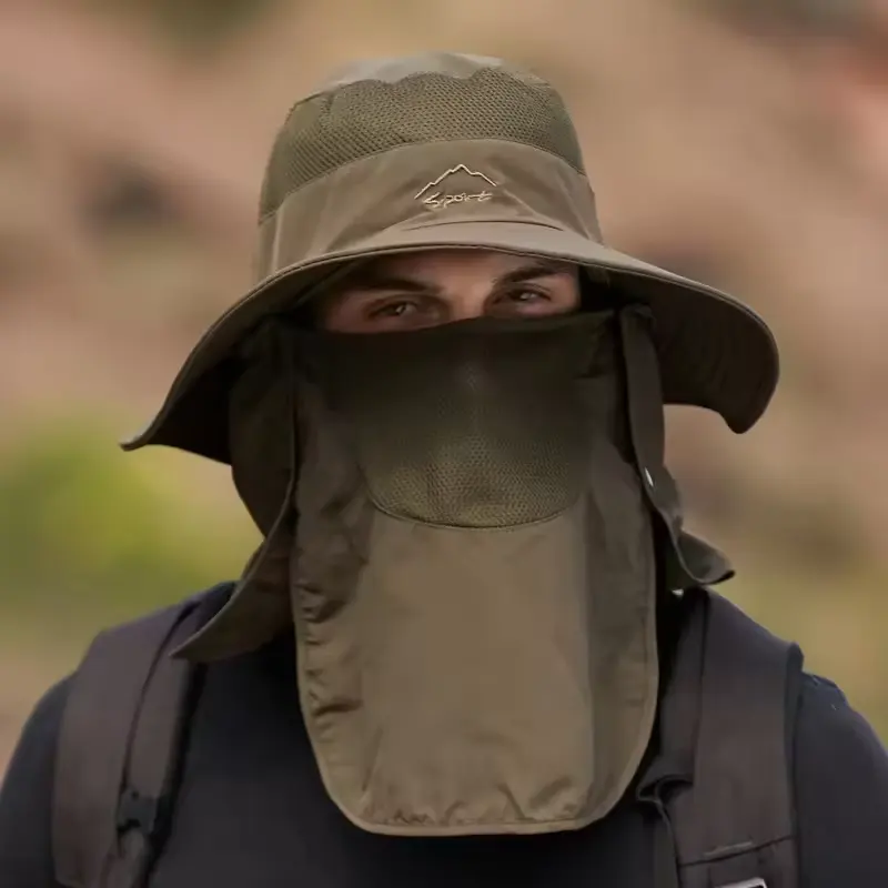 Chapéu balde personalizado para homens, chapéu de pescador camuflado com aba para pescoço e proteção solar