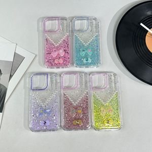<span class=keywords><strong>Coque</strong></span> <span class=keywords><strong>de</strong></span> téléphone antichoc pour iPhone 18 17 16 ProMax, double couche transparente avec perles brillantes et nœud 3D en résine époxy - Product Image 1