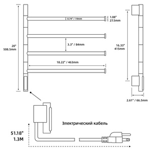 ELOILO Porte-serviettes chauffant électrique rond pour salle de bain, en or brossé, à température réglable verticalement, étanche - Product Image 3