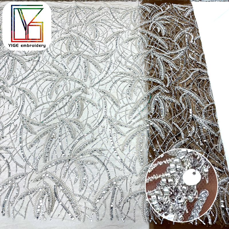 Brown mesh with silver beads