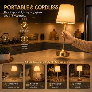 Lámpara de Mesa LED de Tela Recargable de Lujo, Inalámbrica, con Control Táctil, Moderna, Portátil, para Decoración del Hogar, Luz Cálida para Escritorio - Product Image 6