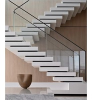 DAERNU 2024 conception d'escalier extérieur en chine/escalier extérieur en métal/escaliers empilés carreaux de céramique en marbre garde-corps en verre à plaque de roche