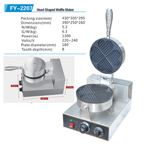 <span class=keywords><strong>4</strong></span> en forme de coeur Gaufrier Électrique À Tête Unique Four À Gaufres Commerciale Scones Muffin Four Crêpière - Product Image 2