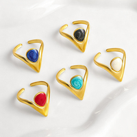 Bagues ouvertes en forme de V en acier inoxydable plaqué or 18 carats, bijoux vintage en émail spirale coloré pour femmes