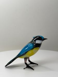 Figurine d'oiseau bleu-gros en verre artisanal de 10 cm, sculpture animale colorée pour la décoration de la maison - Product Image 4