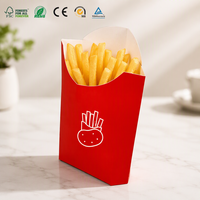 Boîte à frites haut de gamme personnalisée OEM avec pelliculage mat et gaufrage, faible MOQ et logo couleur pour la vente en gros aux marques de restauration rapide
