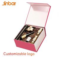 Boîtes de vêtements rigides personnalisés Jinbar Insertion d'emballage de cils roses Installation végétale Cadeaux de spécialité Feuille d'or Gaufrage Impression parfum
