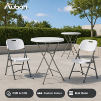 Table pliante ronde portable pour l'extérieur, pour les fêtes, le camping et les pique-niques, 80 cm, en plastique HDPE + acier au carbone