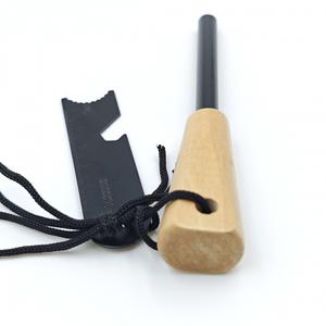Encendedor de fuego portátil de varilla de magnesio con mango de madera, herramienta de supervivencia para exteriores, equipo de camping, diseño ligero y duradero - Product Image 1