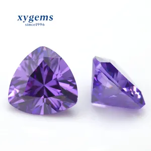 Factory wholesale price cubic zirconia trillion shape synthetic gemstone violet cz