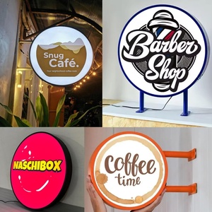 Personalized Round Aluminum <b>LED</b> Double-Sided <b>Light</b> Box Sign for Outdoor Use in Business Cafe Bar Hotel Custom Logo - Product Image 6