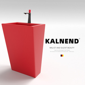 อ่างล้างหน้าทรงสี่เหลี่ยมแบบตั้งพื้นเซรามิก Kalnend แบบรูเดียว ผิวเรียบ สำหรับห้องน้ำ - Product Image 3