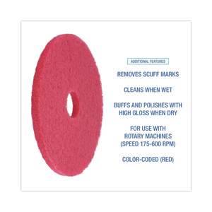 18 pouces. Tampons de polissage rouges pour sols en béton - Boardwalk BWK4018RED (5/carton) - Product Image 5