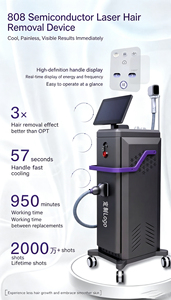 Appareil d'épilation à diode vertical 755 808 1064 nm avec refroidissement par air, eau et réfrigération pour usage professionnel en salon de beauté - Product Image 2