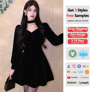 Mini abiti da <span class=keywords><strong>donna</strong></span> in velluto elegante da <span class=keywords><strong>donna</strong></span> Wram di <span class=keywords><strong>natale</strong></span> <span class=keywords><strong>abito</strong></span> Vintage francese da <span class=keywords><strong>donna</strong></span> Vestidos Casual coreano - Product Image 1