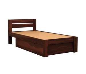Cama moderna de madera maciza de caoba Advika con cajones, color marrón oscuro, colección de camas de madera. - Product Image 1