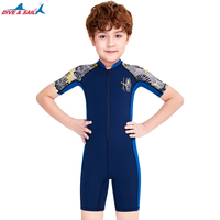 Maillot de bain une pièce avec fermeture éclair sur le devant, maillot de bain pour enfants, manches courtes, maillot de surf, garçon, rashguard de plongée, spandex/nylon anti-UV