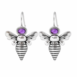 Orecchini a forma di ape viola per donna, stile vintage naturale, accessori per l'orecchio da indossare tutti i giorni - Product Image 5