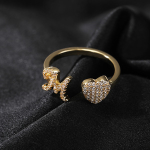Personalized 26 letter English <strong>ring</strong> <strong>with</strong> adjustable opening light luxury Cubic Zircon <strong>initial</strong> letter Fashion <strong>Ring</strong> - Product Image 6