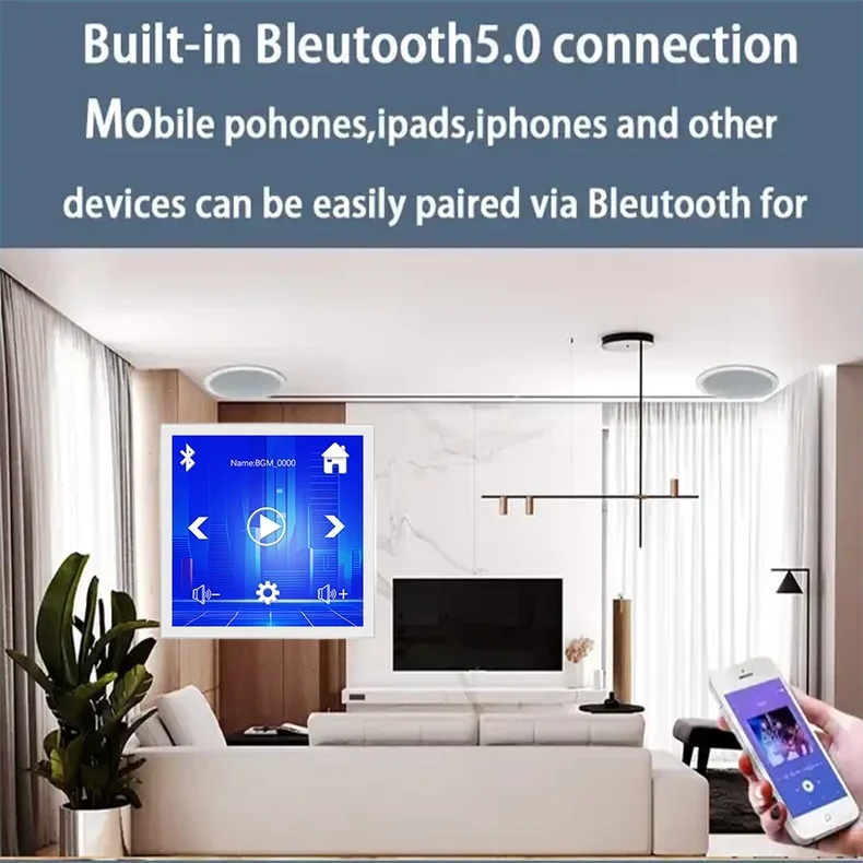Wireless for Bluetooth Music Player Touch Screen FM Radio Ceiling Speaker Audio System Wall Amplifier for Background Amplifiers · image 3