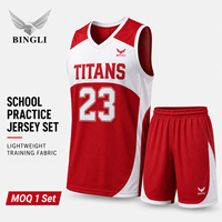 Maillot de basket-ball pour enfants, équipe scolaire, rouge et blanc, imprimé, design contrasté, tissu en maille léger, évacuation de l'humidité, cours de gym