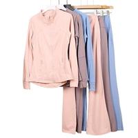 Ensemble de yoga 2 pièces pour femme : Leggings évasés taille haute et veste zippée à col montant avec poches, grandes tailles, tenue de sport modeste, vente en gros